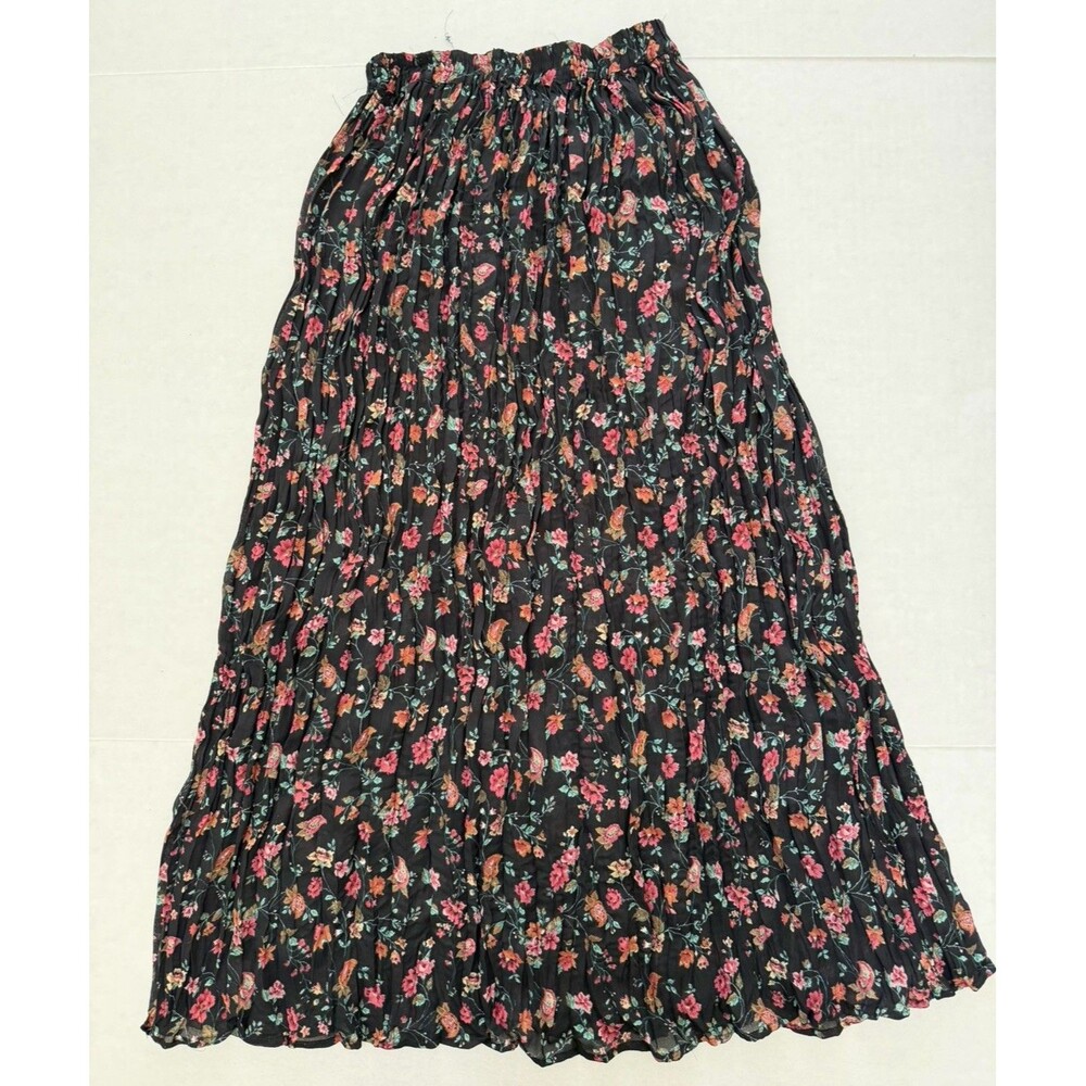 Necessary Objects Women S Vintage Maxi Skirt Crinkle Broomstick Floral Romantic